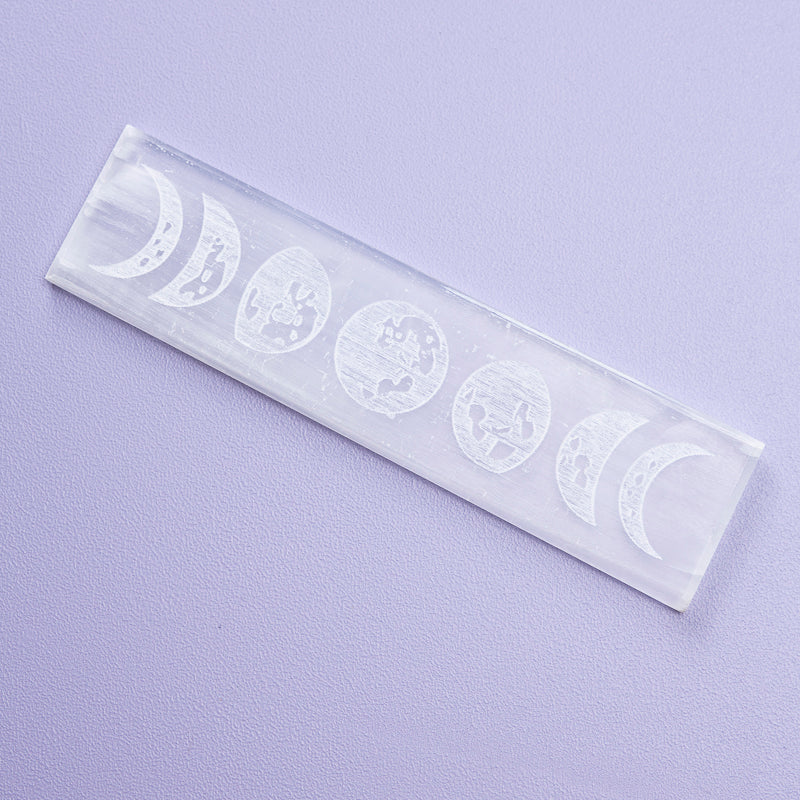 SELENITE MOON PHASE ENGRAVED PLAQUE