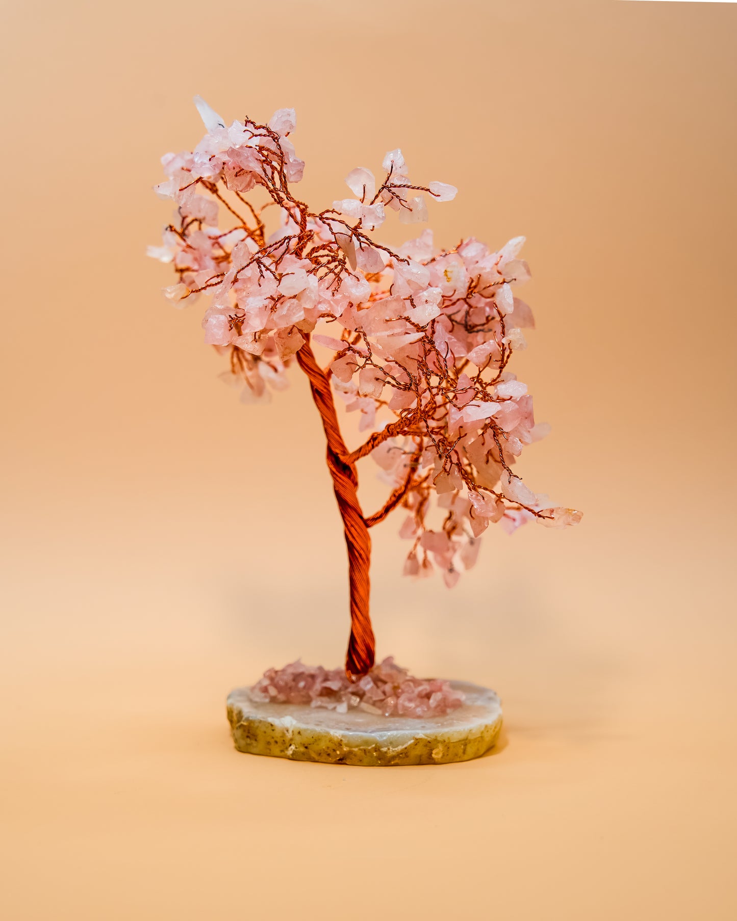 ROSE QUARTZ AND AGATE BASE TREE