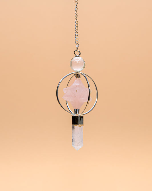 PENDULO MERCABA DE CUARZO ROSA