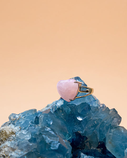 ROSE QUARTZ HEART RING