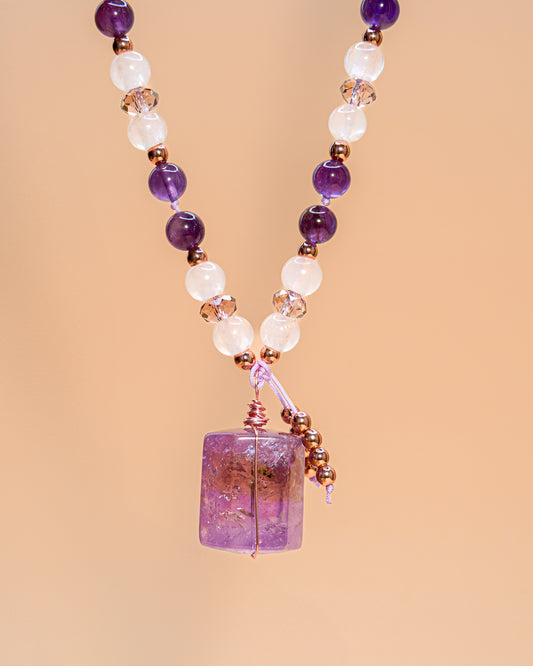COLLAR AMATISTA Y CUARZO ROSA