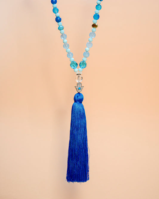 COLLAR CRISTAL DE CUARZO FACETADO COLOR AZUL