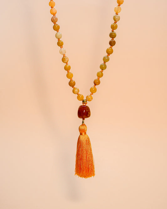 COLLAR CRISTAL CUARZO FACETADO COLOR NARANJA