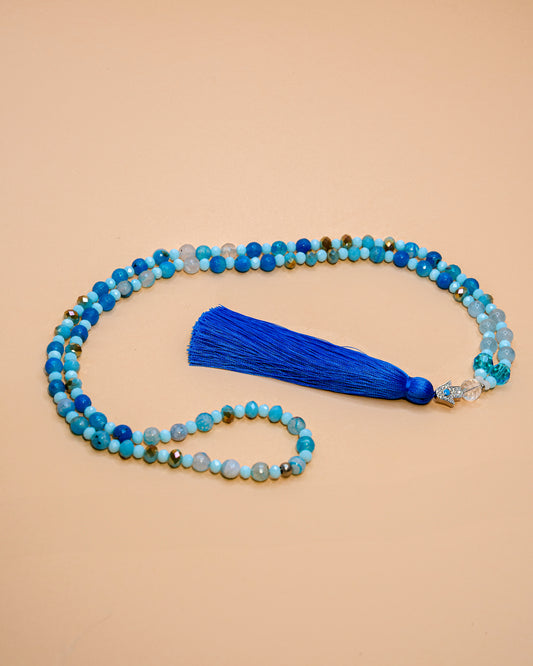 COLLAR CRISTAL DE CUARZO FACETADO COLOR AZUL