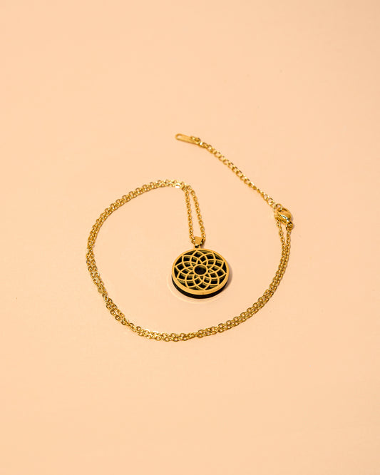 SHASRARA CROWN CHAKRA STEEL PENDANT WITH SHUNGUITE AND CHAIN