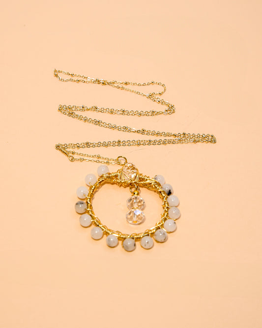 TOURMALINE AND CRYSTAL QUARTZ PENDANT WITH CHAIN