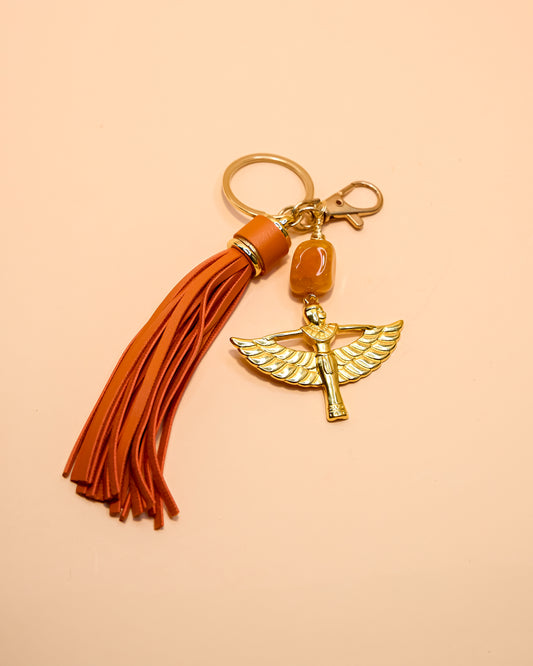 ORANGE AGATE AND GODDESS ISIS KEYCHAIN