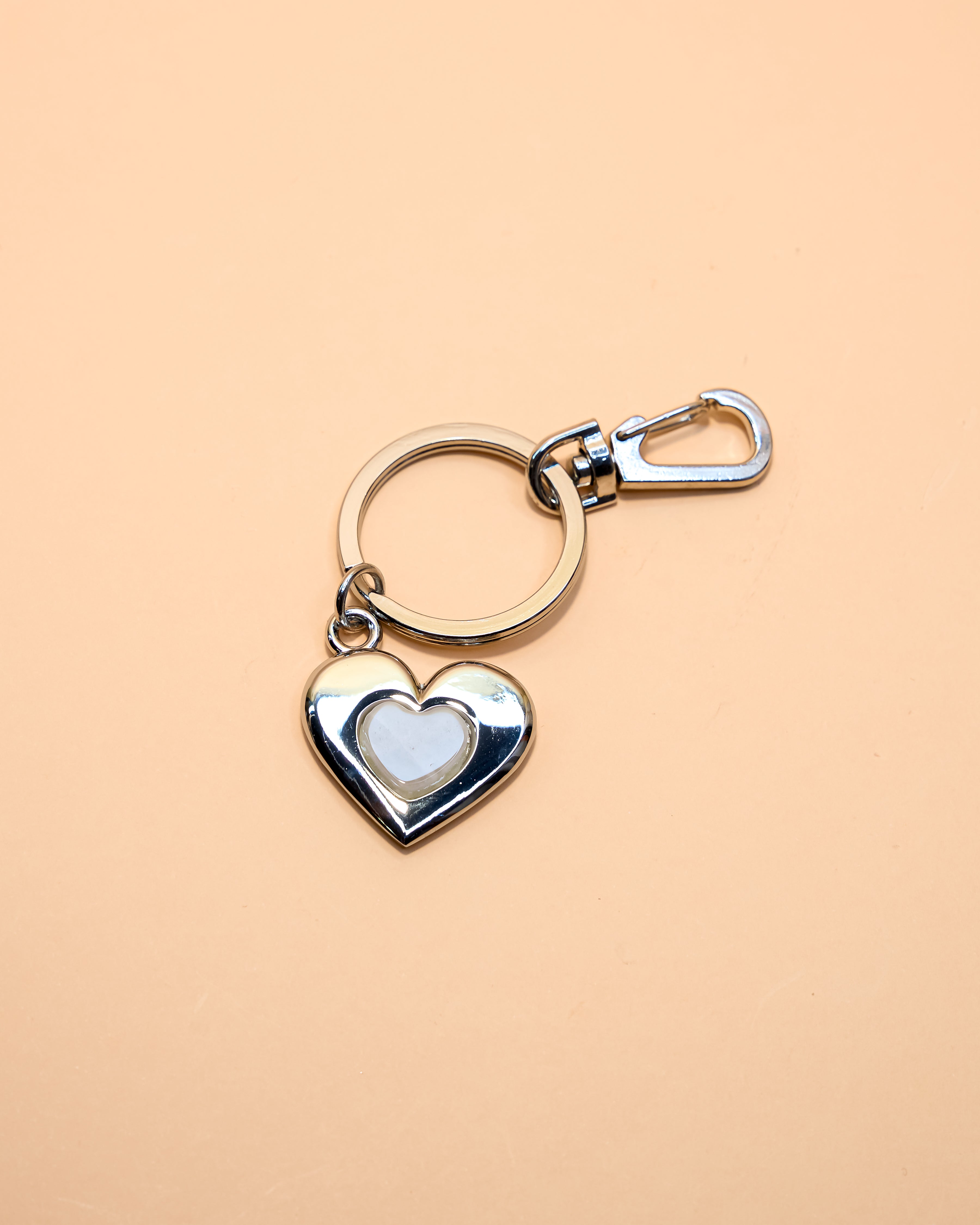 DOUBLE HEART MOONSTONE KEYCHAIN