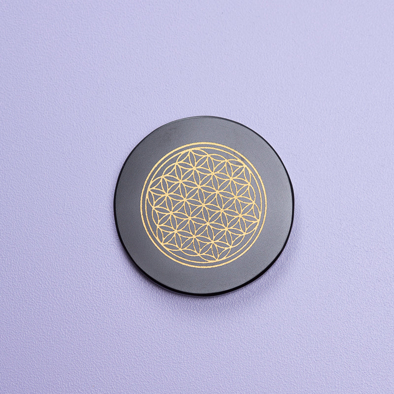 FLOWER OF LIFE OBSIDIAN MEDALLION