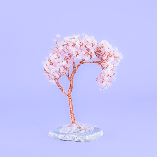 ROSE QUARTZ TREE AND AGATE BASE