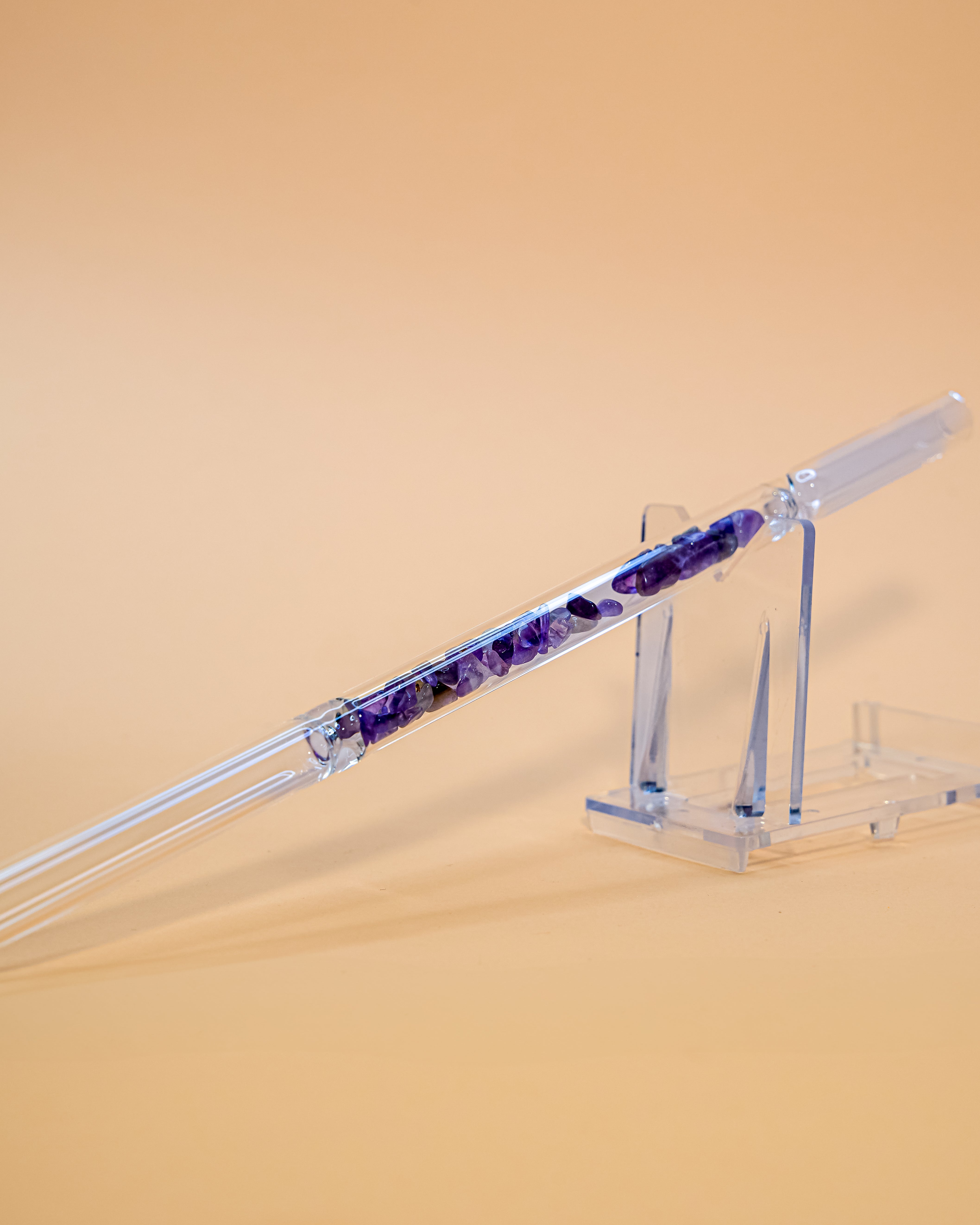 Purifying crystal and amethyst straw