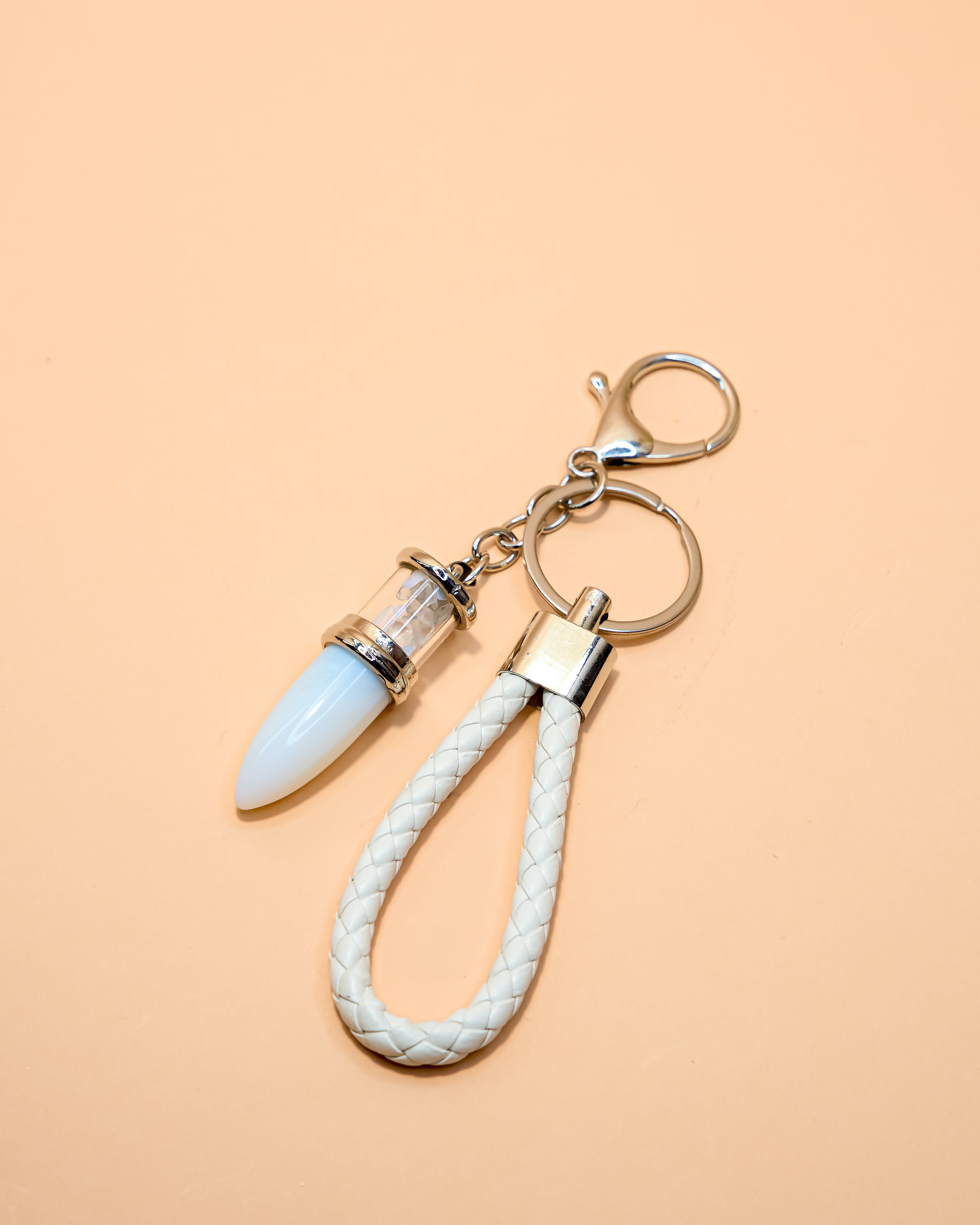 MOONSTONE BULLET-SHAPED KEYCHAIN
