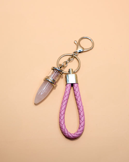 LLAVERO DE CUARZO ROSA