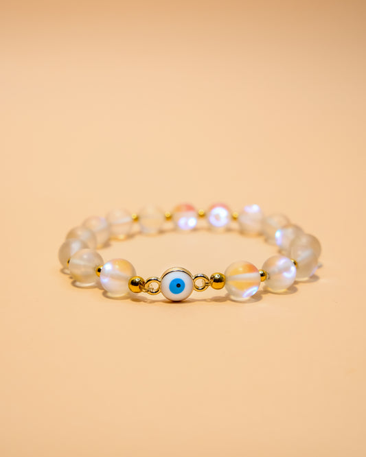 PULSERA DE CUARZO AURA CON OJO TURCO