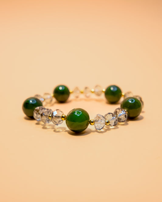 Pulsera de cristal de cuarzo con jade canadiense