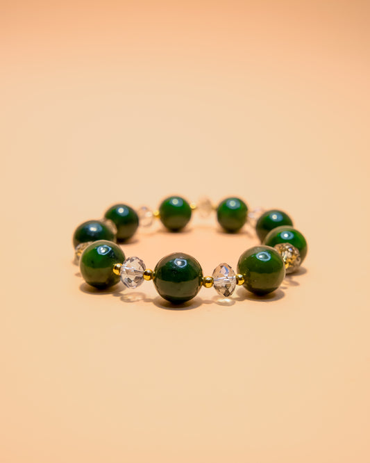Pulsera de jade canadiense y cristal de cuarzo