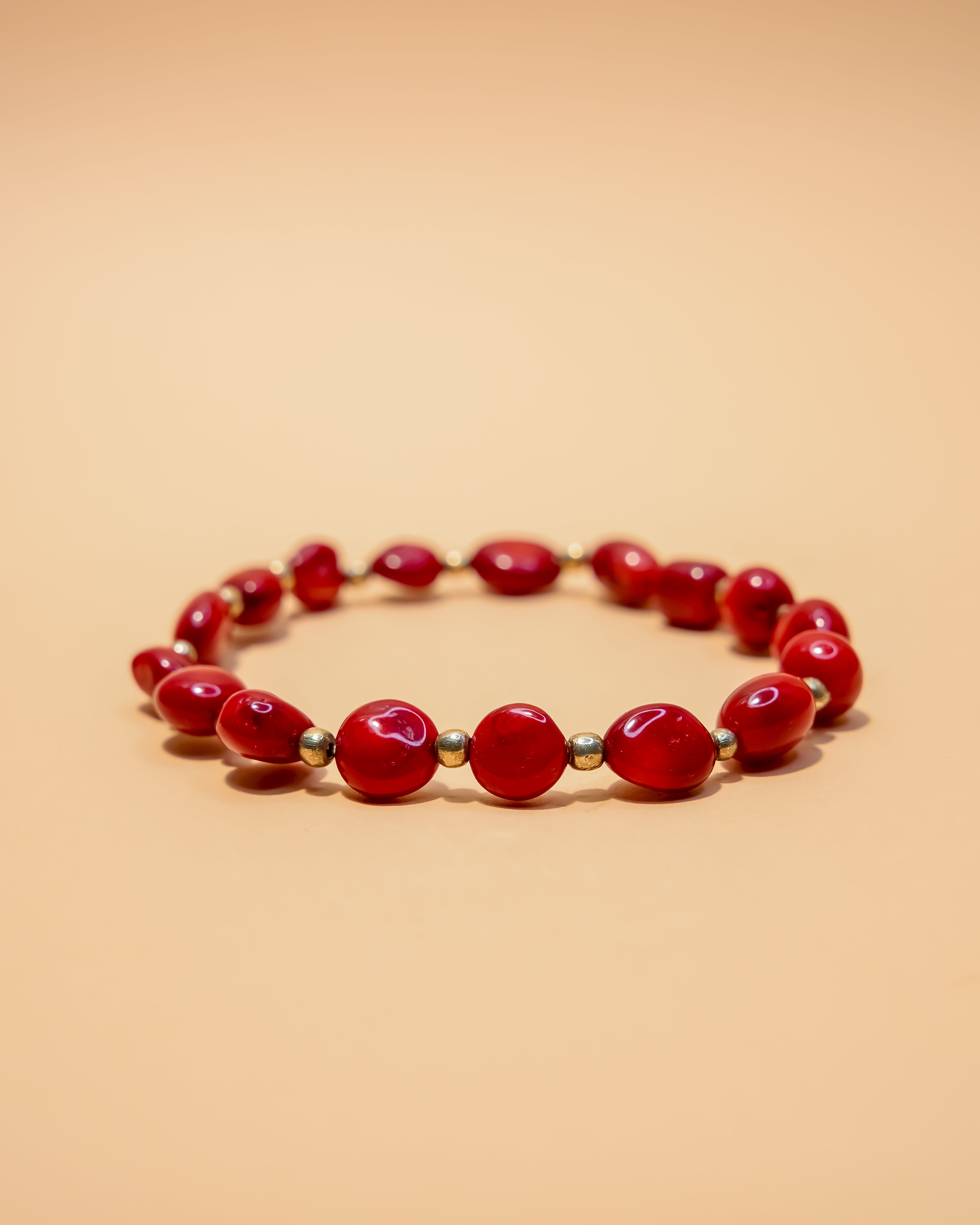 Tumbled bamboo coral bracelet