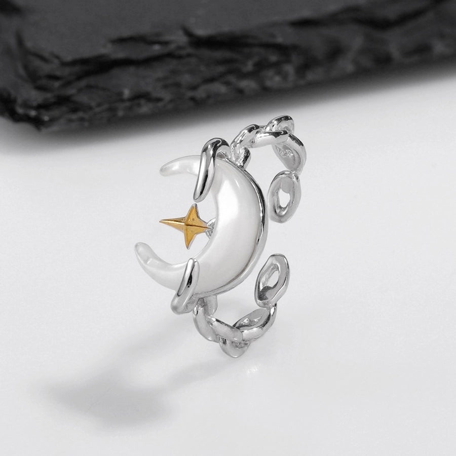 ANILLO LUNA DE PLATA DE LEY CON ÁGATA 