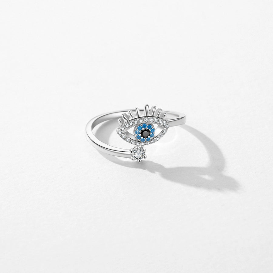 ANILLO DE PLATA CON BAÑO DE RODIO Y CIRCONITA EVIL´S EYE