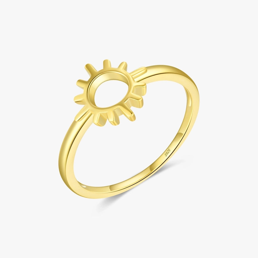 ANILLO SOL DE PLATA DE LEY BAÑADO EN ORO DE 14 K 